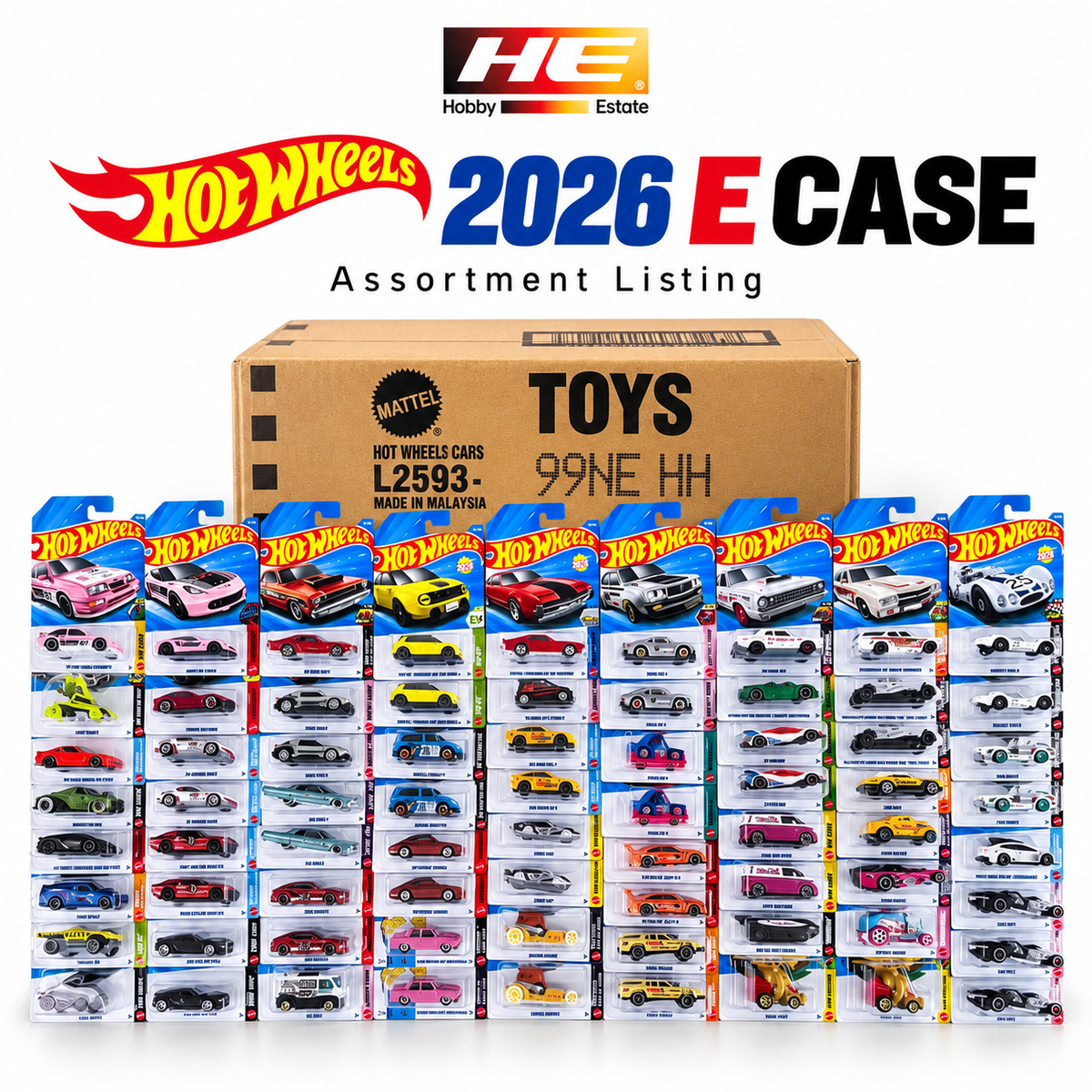Hot Wheels 2026 E Case – Imported | 72 Cars