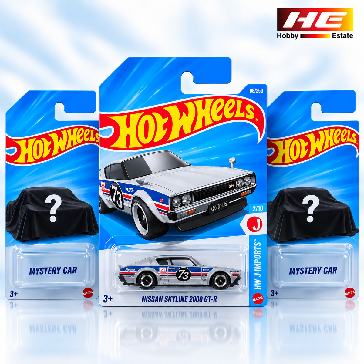 Hot Wheels Nissan Skyline 2000 GT-R – HW J-Imports + 2 Mystery Cars – Set of 3