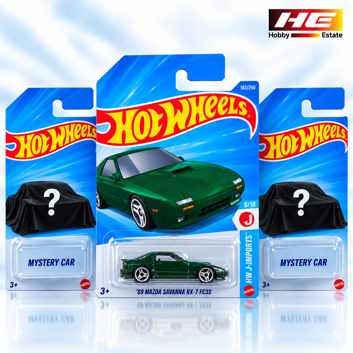Hot Wheels ’89 Mazda Savanna RX-7 FC3S – HW J-Imports + 2 Mystery Cars – Set of 3