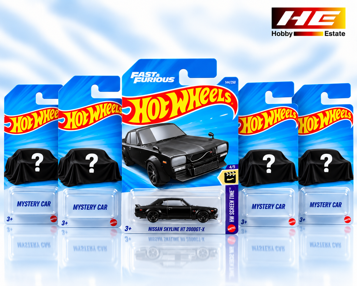 Hot Wheels Nissan Skyline HT 2000GT-X (P case Treasure Hunt) – Fast & Furious + 4 Mystery Cars – Set of 5