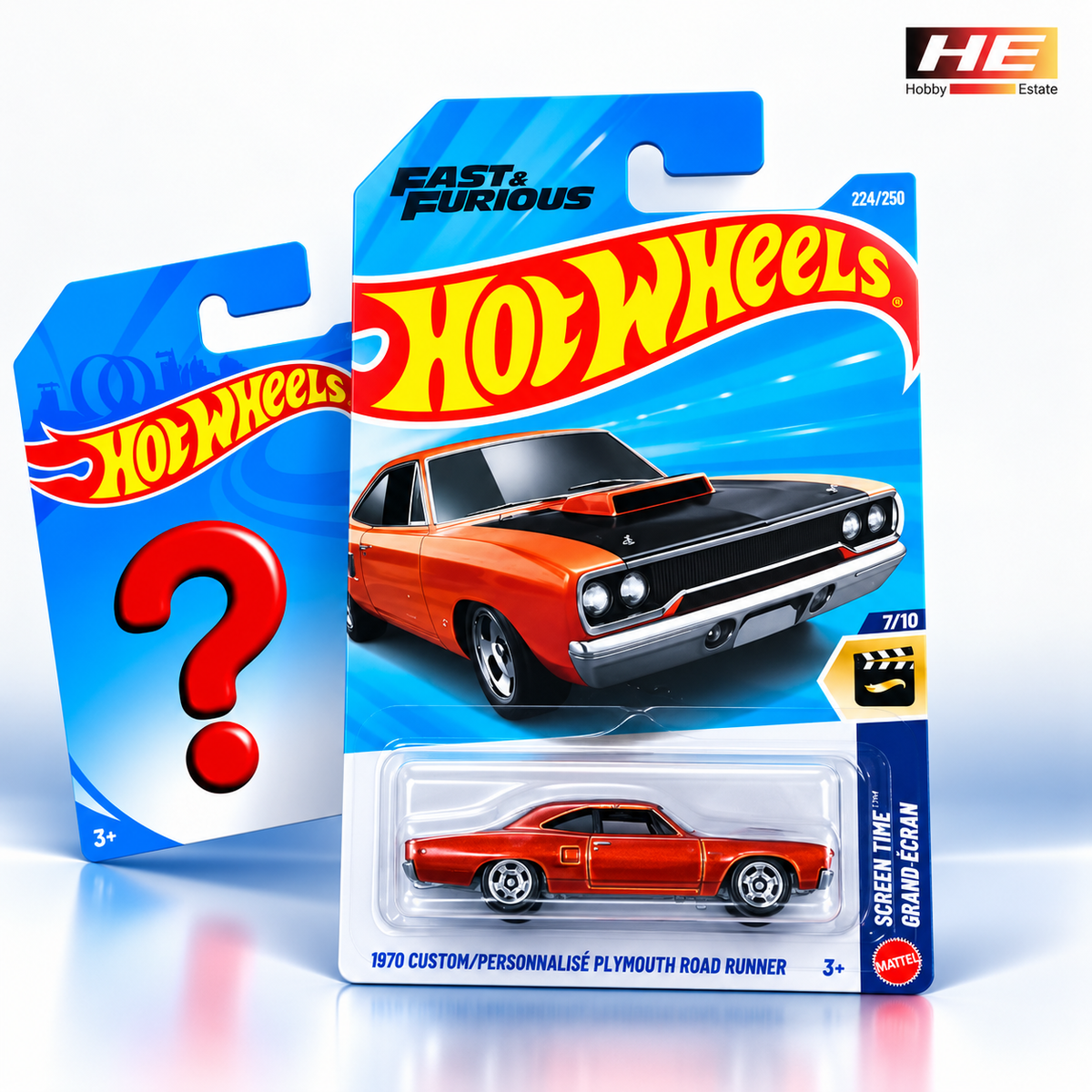 Hot Wheels Fast & Furious 1970 Plymouth Road Runner + 1 Mystery Car – Set of 2