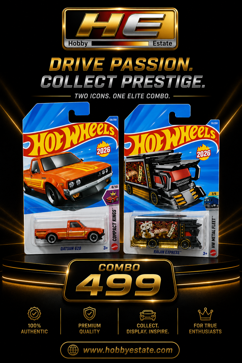 Hot Wheels 2026 Elite Combo: Datsun 620 & Raijin Express