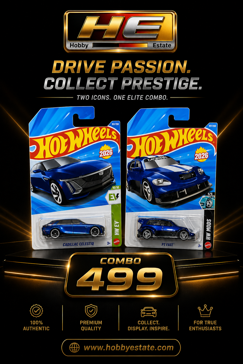 Hot Wheels 2026 Elite Combo: Cadillac Celestiq & PT Fast