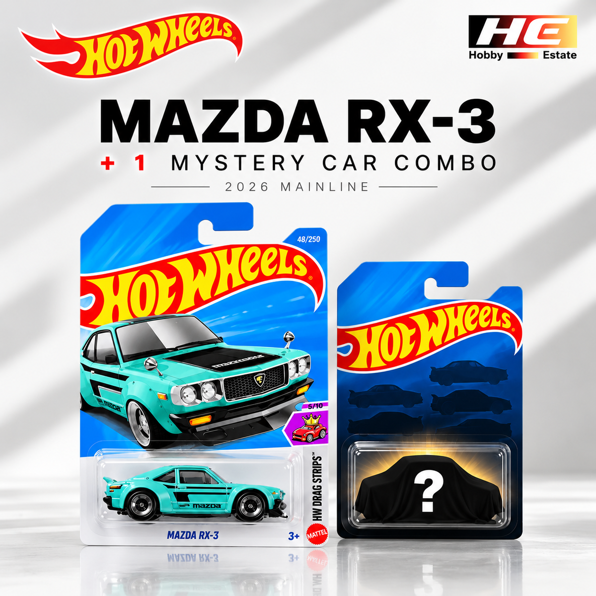 Hotwheels Mazda RX-3 + 1 Mystery Car Combo – 2026 Mainline