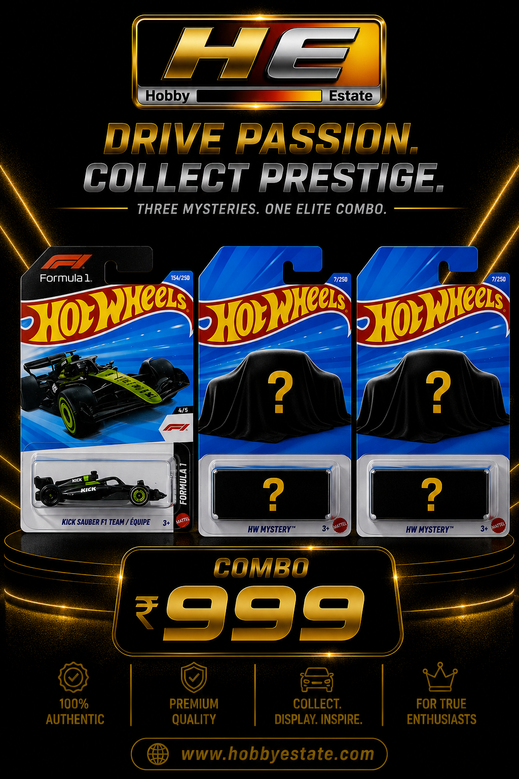 Hot Wheels Elite Mystery Combo: Kick Sauber F1 Team & 2 Mystery Cars