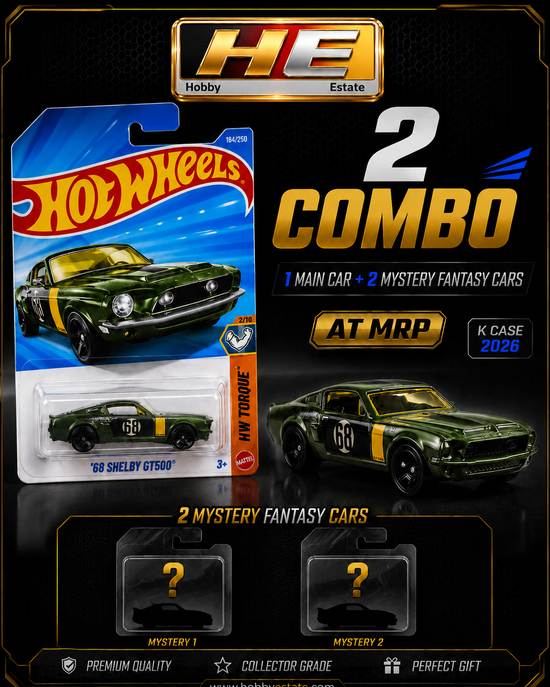 Hot Wheels 2026 K Case – 3-Car Combo (Featuring '68 Shelby GT500®)