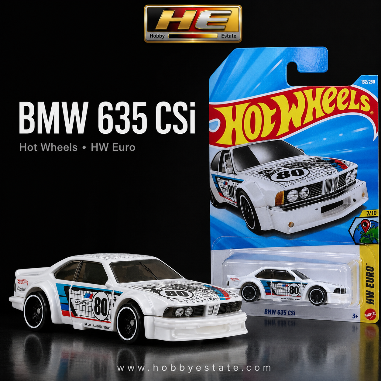 Hot Wheels HW Euro Style BMW 635 CSi (1:64 Scale) – White