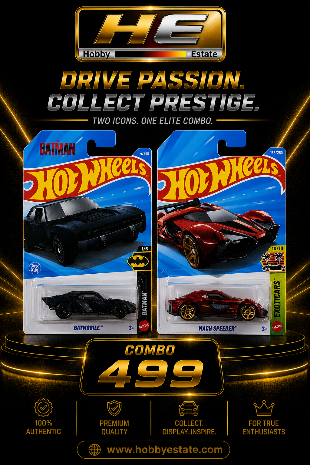 Hot Wheels Elite Combo: Batmobile & Mach Speeder