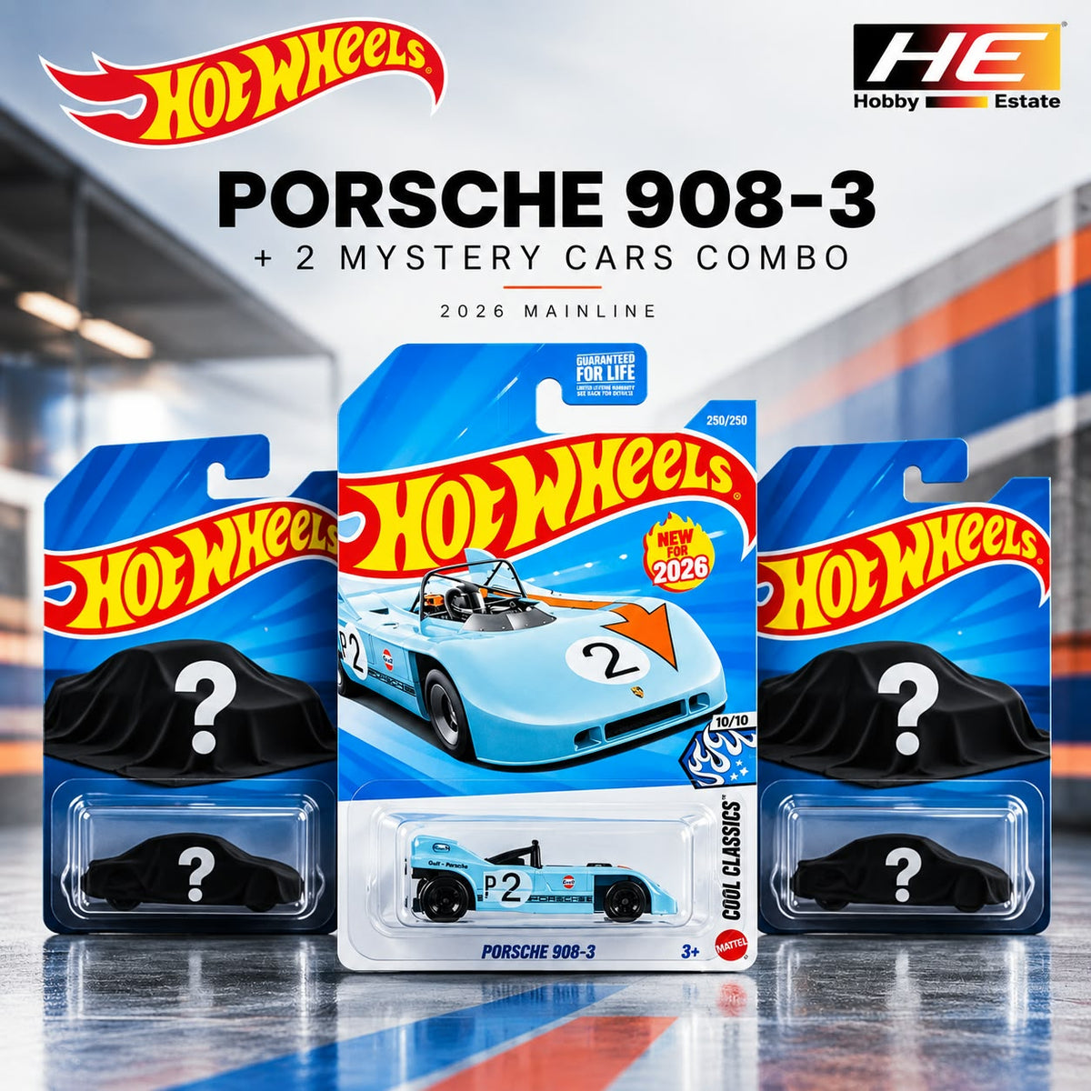 Hot Wheels Porsche 908-3 + 2 Mystery Cars Combo – 2026 Mainline