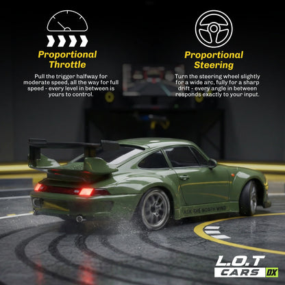 Porsche 1:24 Scale RC Drift Car Set – 4WD Remote Control Drift Racing Car with LED Lights, Extra Tyres & Accessories