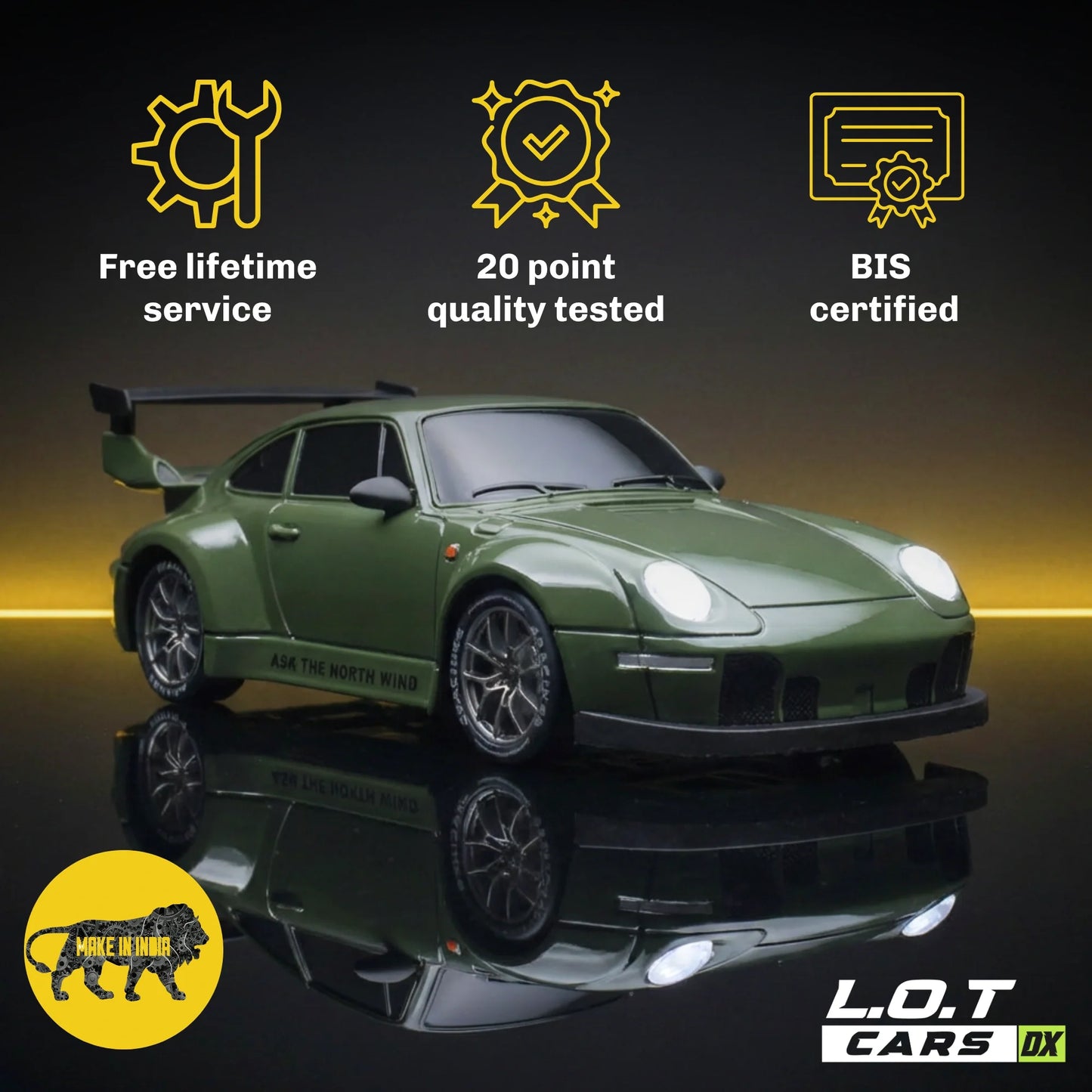 Porsche 1:24 Scale RC Drift Car Set – 4WD Remote Control Drift Racing Car with LED Lights, Extra Tyres & Accessories
