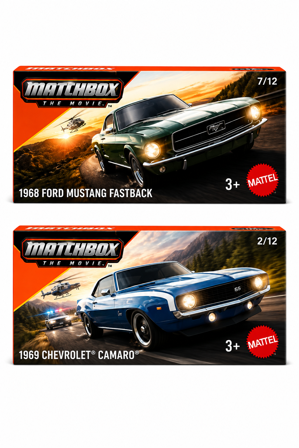 Matchbox 1968 Ford Mustang Fastback & 1969 Chevrolet Camaro – Set of 2