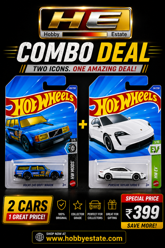 Hot Wheels Combo Deal – Volvo 240 Drift Wagon + Porsche Taycan Turbo S | Mainline Die-Cast Set