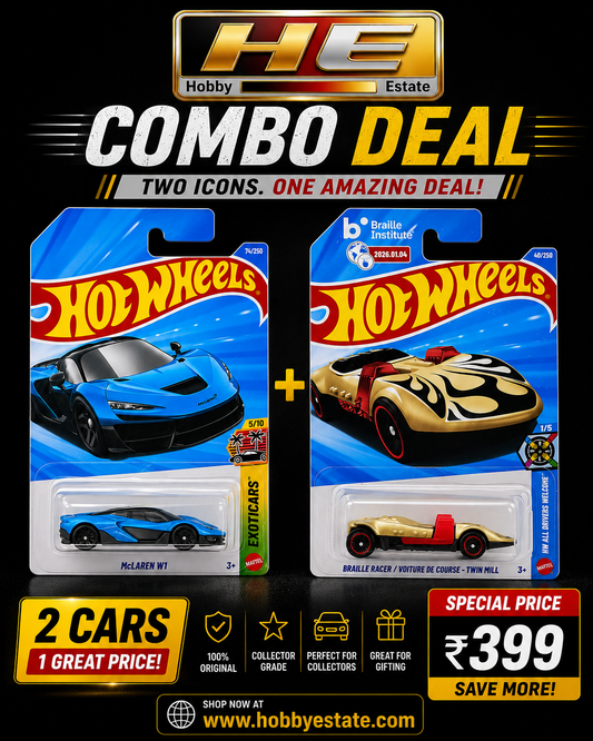 Hot Wheels Combo Deal – McLaren W1 + Braille Racer Twin Mill | Mainline Die-Cast Set