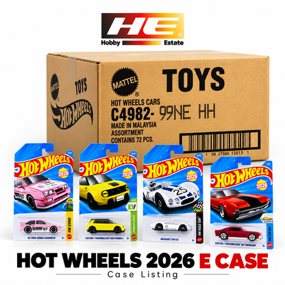 Hot Wheels 2026 E Case – Imported | 72 Cars
