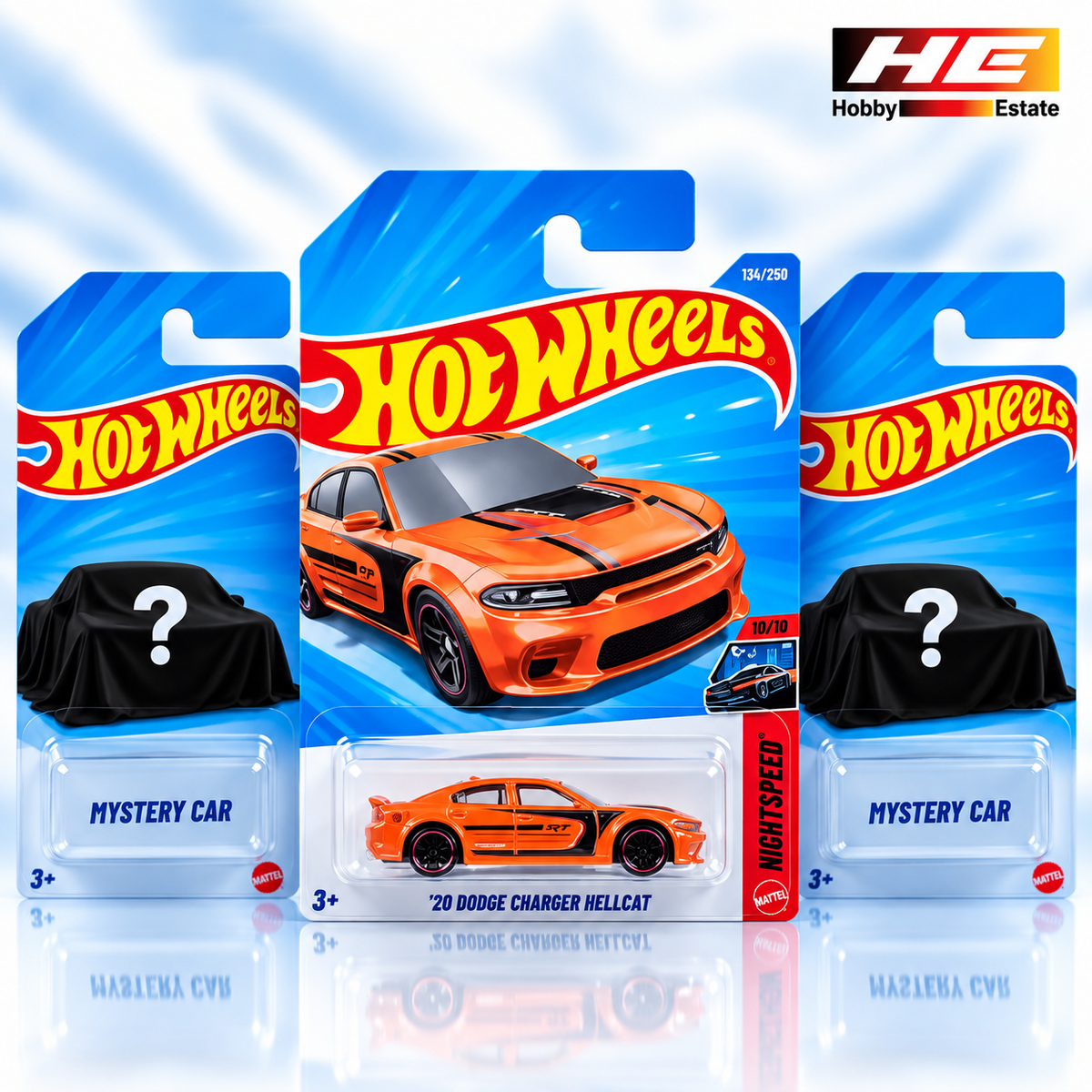 Hot Wheels ’20 Dodge Charger Hellcat + 2 Mystery Cars – Set of 3