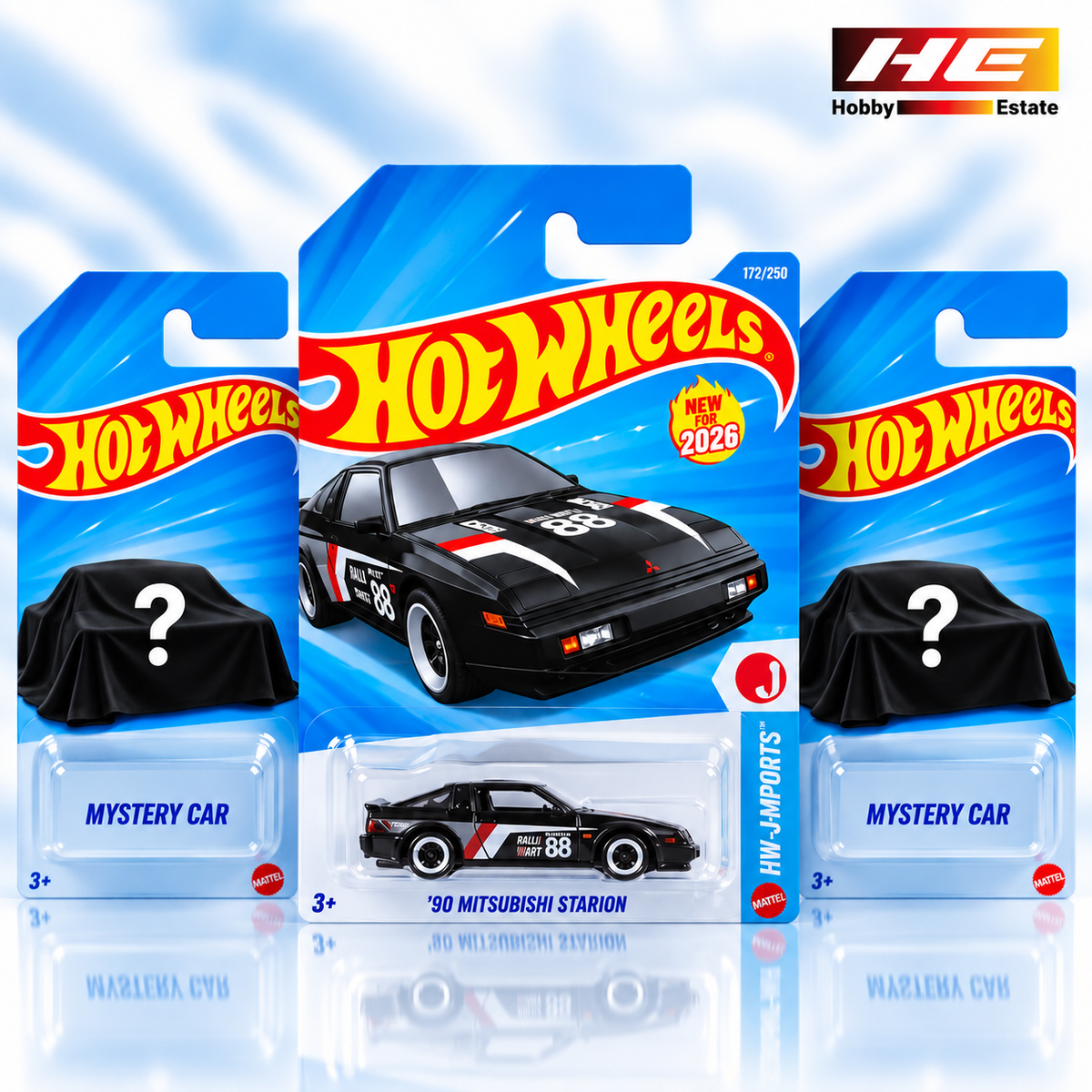 Hot Wheels ’90 Mitsubishi Starion + 2 Mystery Cars – Set of 3