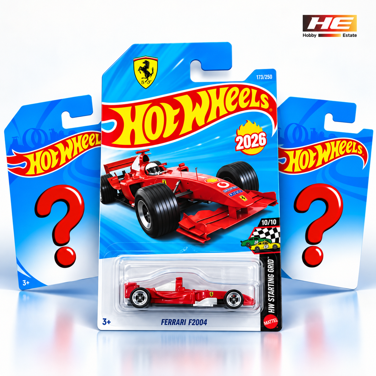 Hot Wheels Ferrari F2004 + 2 Mystery Cars – Set of 3