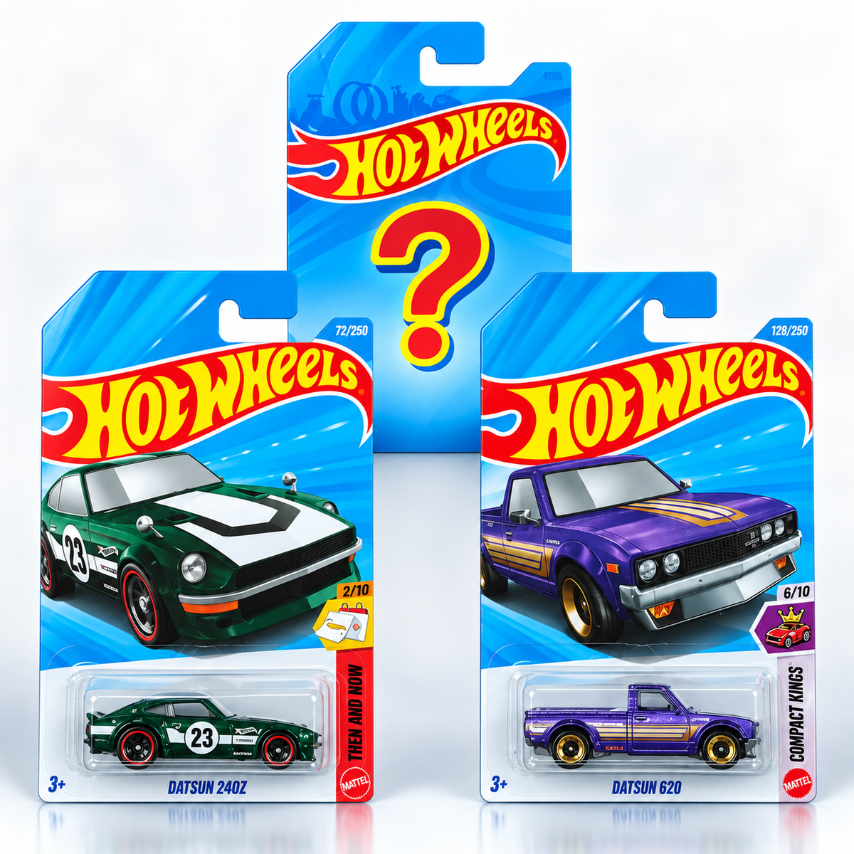 Hot Wheels Datsun 240Z + Datsun 620 + 1 Mystery Car – Set of 3