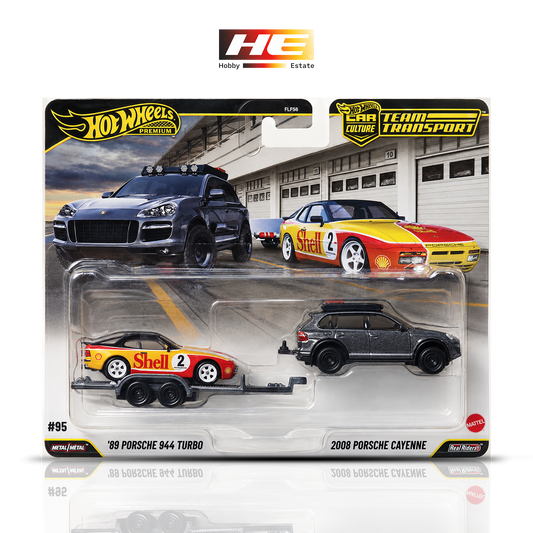 Hot Wheels Premium Team Transport 2026: 89 Porsche 944 Turbo and 2008 Porsche Cayenne