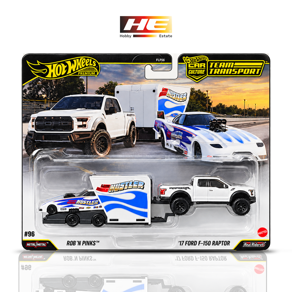 Hot Wheels Premium Car Culture Team Transport Rob'n Pinks with '17 Ford F-150 Raptor 1:64 Diecast Model Car Set