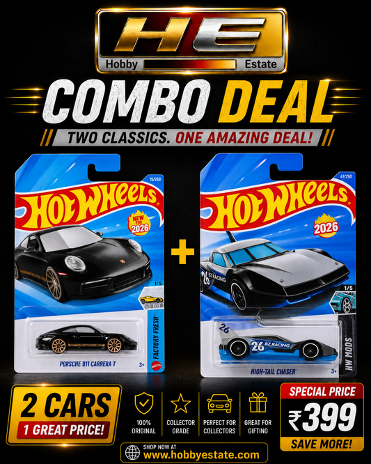 Hot Wheels Combo Deal – Porsche 911 Carrera T + High-Tail Chaser | Mainline Die-Cast Set