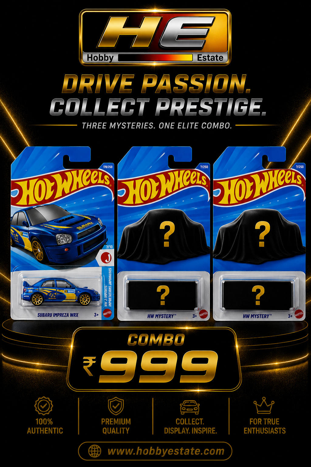 Hot Wheels Elite Mystery Combo: Subaru Impreza WRX & 2 Mystery Cars