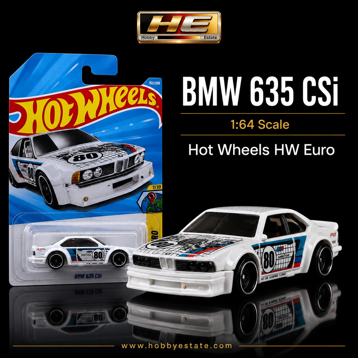 Hot Wheels HW Euro Style BMW 635 CSi (1:64 Scale) – White