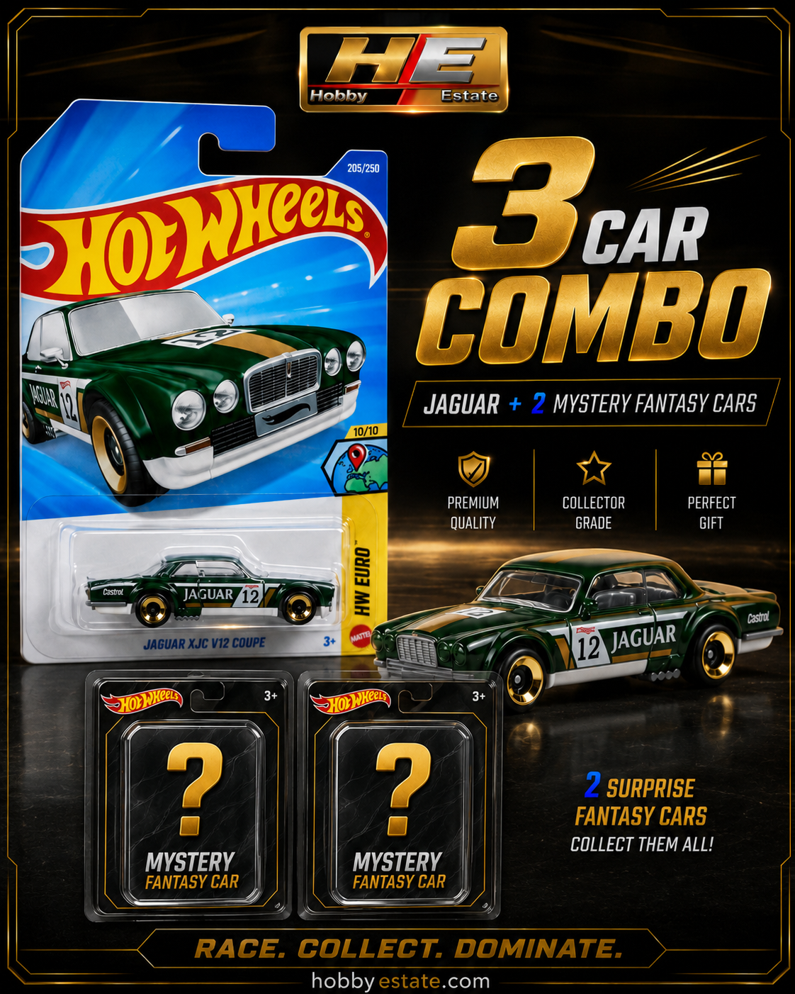 Hot Wheels 2026 K Case – 3-Car Combo (Featuring Jaguar XJC V12 Coupe)