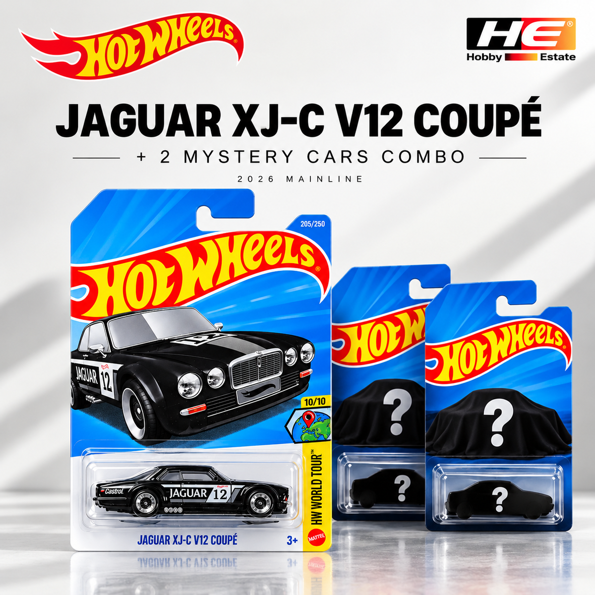 Hotwheels Jaguar XJ-C V12 Coupé + 2 Mystery Cars Combo – 2026 Mainline
