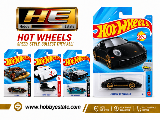 Hot Wheels Combo Pack – Porsche 911 Carrera T Mainline + 3 Cars | 1:64 Scale Diecast | Hobby Estate Exclusive