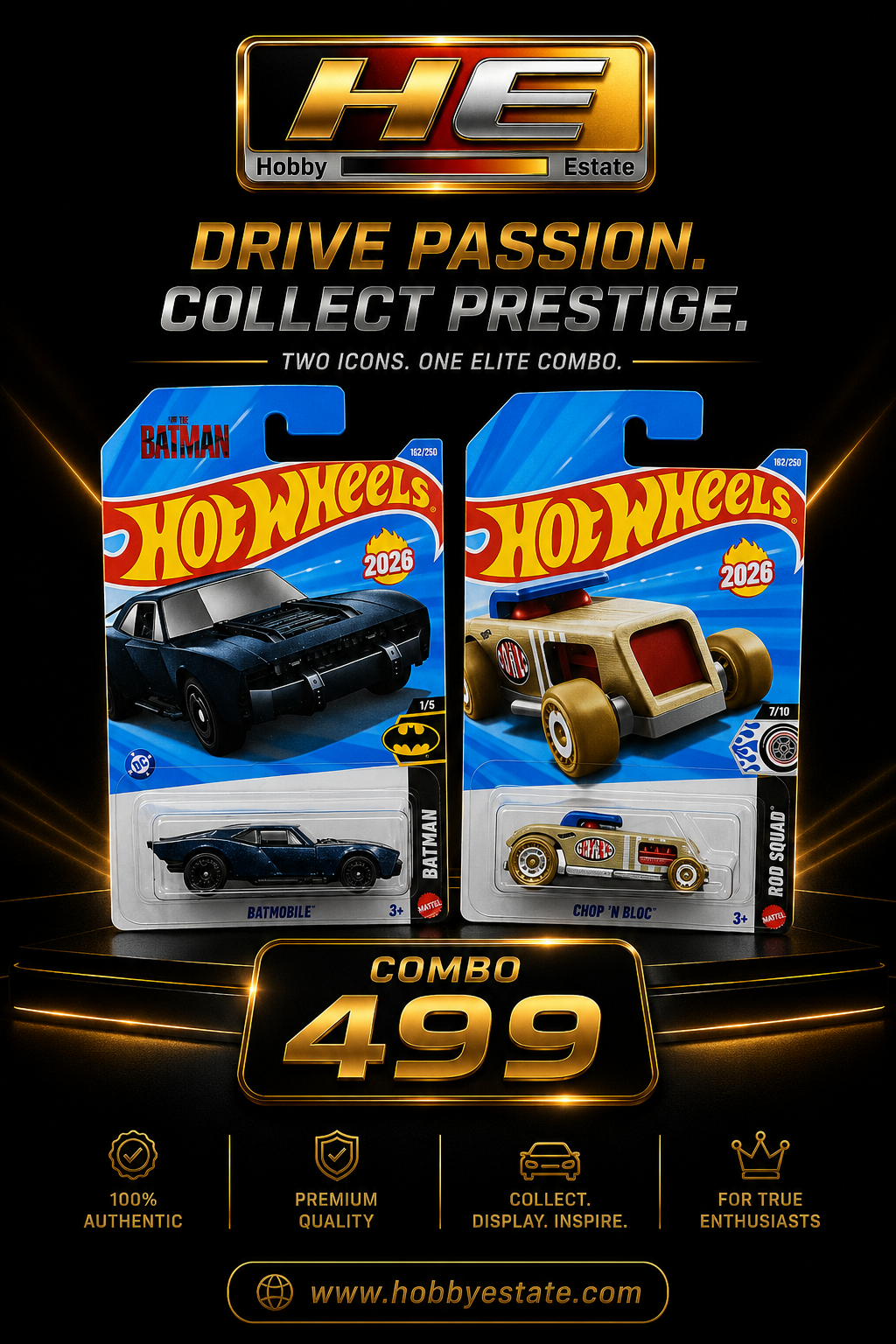 Hot Wheels 2026 Elite Combo: Batmobile & Chop 'N Bloc