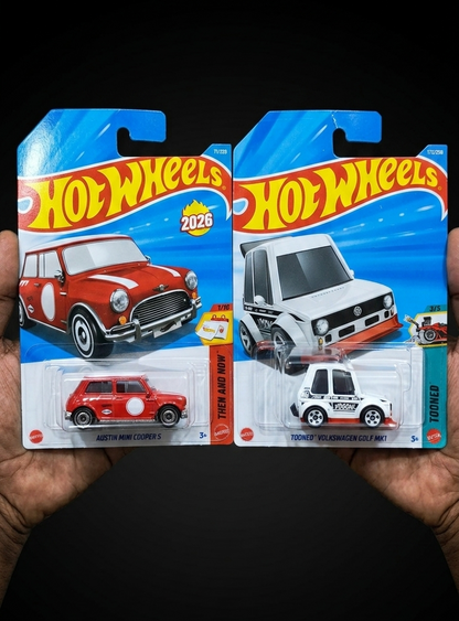 Hot Wheels Exclusive 2-Pack Combo: Austin Mini Cooper S & TOONED Volkswagen Golf Mk1